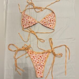 Floral Pink and Orange Bikini Set